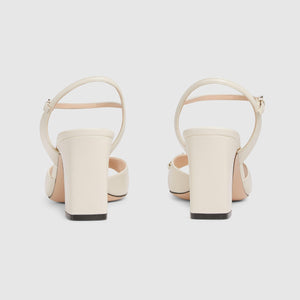 Women Sandal High Heels Horsebit White-SHOZLY