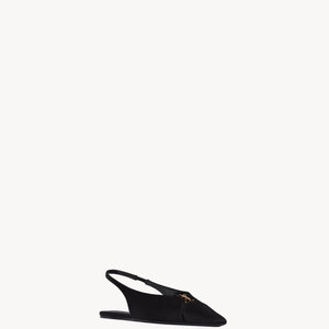 Women Sandal SAINT LAURENT babylone slingback flats in satin crepe-SHOZLY