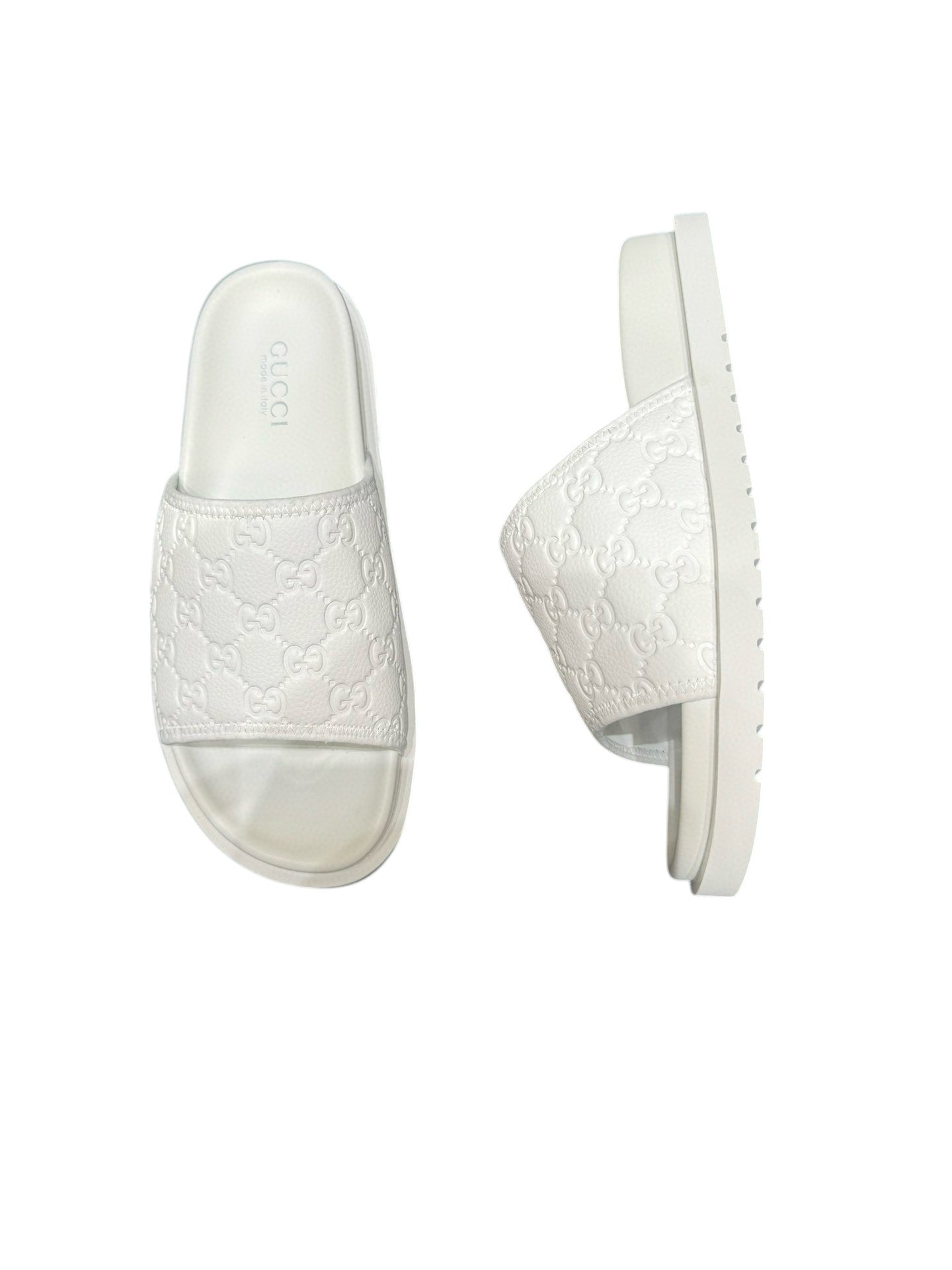 Men Sandal GUCCI White Slipper-SHOZLY