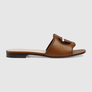 Women Sandal with Interlocking G Brown-SHOZLY