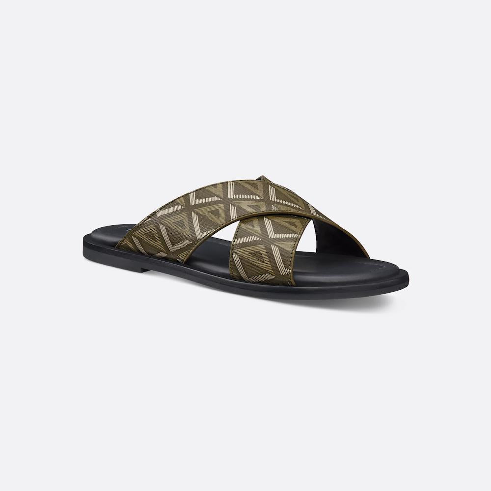 Men Sandal Dior Alias - Khaki Coated Cotton Canvas-SHOZLY