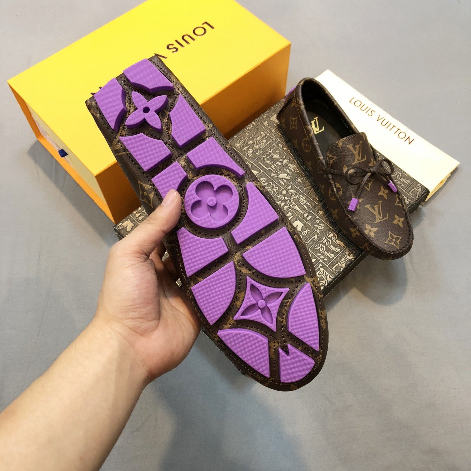 Formal Leather Shoes - LV Brown Purple For Men