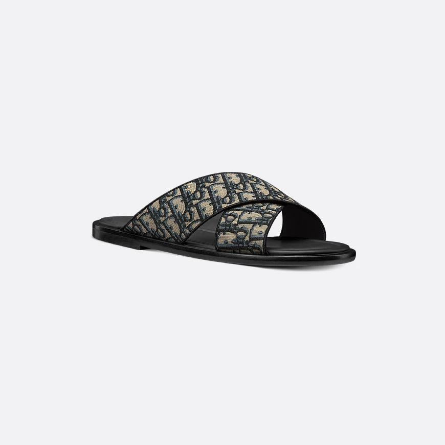 Men Sandal Dior Alias - Beige and Black Dior Oblique Jacquard-SHOZLY