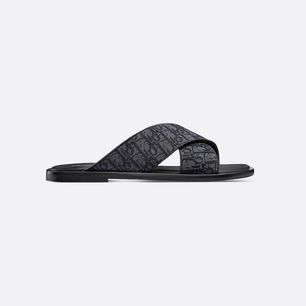 Men Sandal Dior Alias - Black Oblique Jacquard