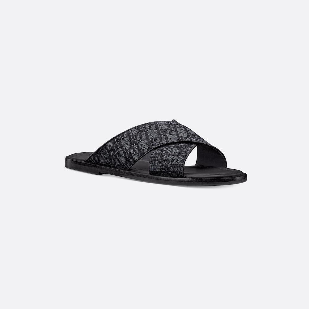 Men Sandal Dior Alias - Black Oblique Jacquard