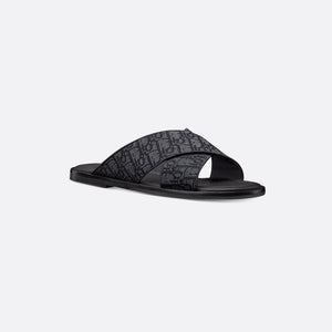 Men Sandal Dior Alias - Black Oblique Jacquard