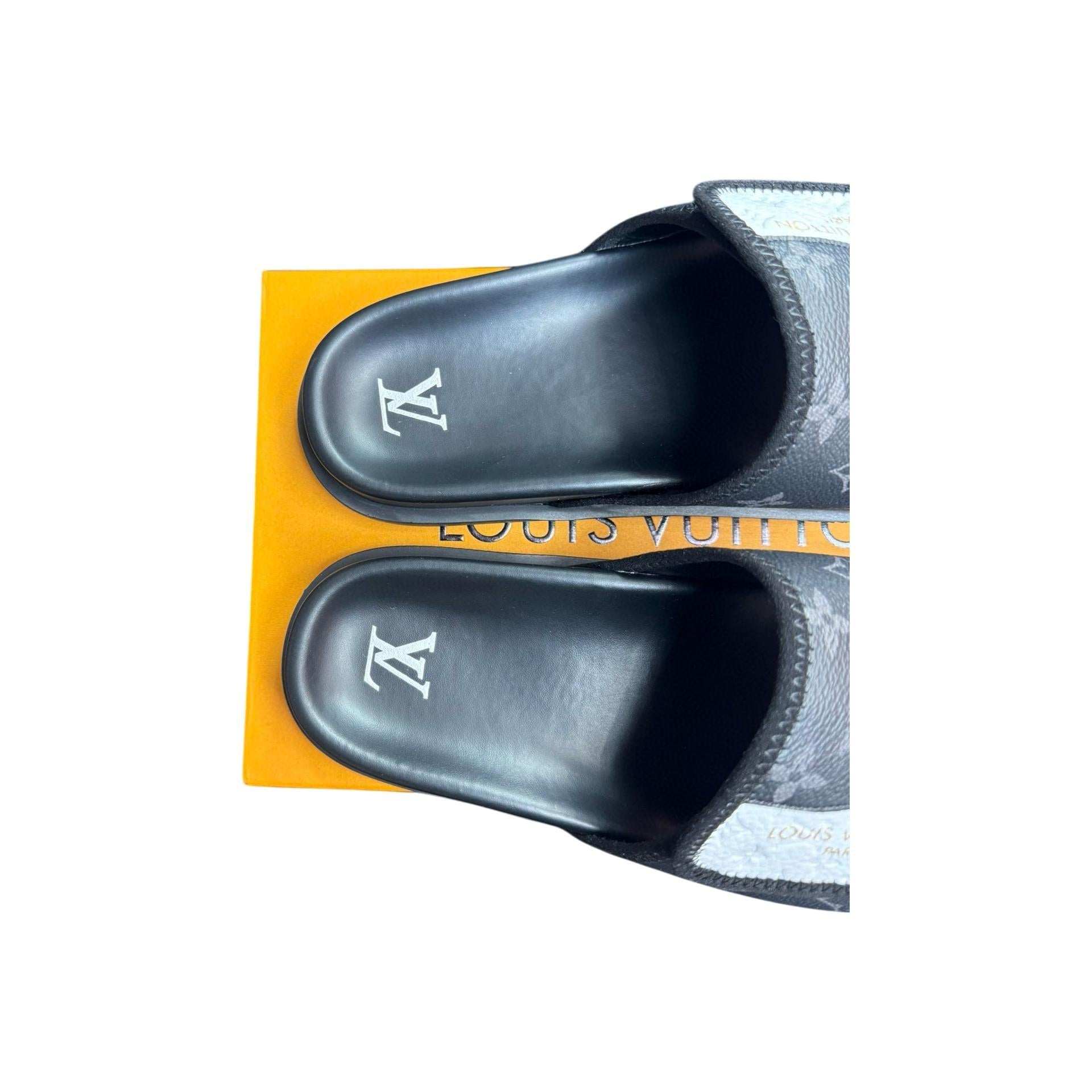 Men Sandal LV Black & White Slipper