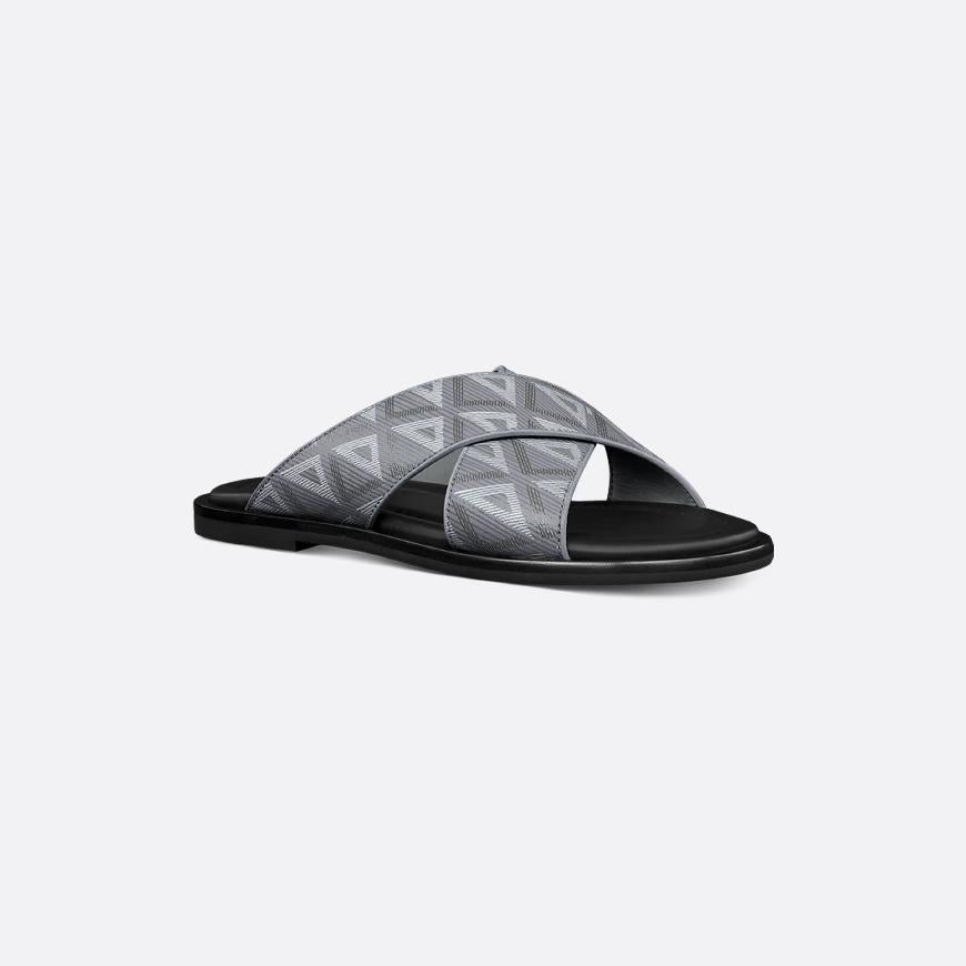 Men Sandal Dior Alias - Gray Coated Cotton Canvas-SHOZLY