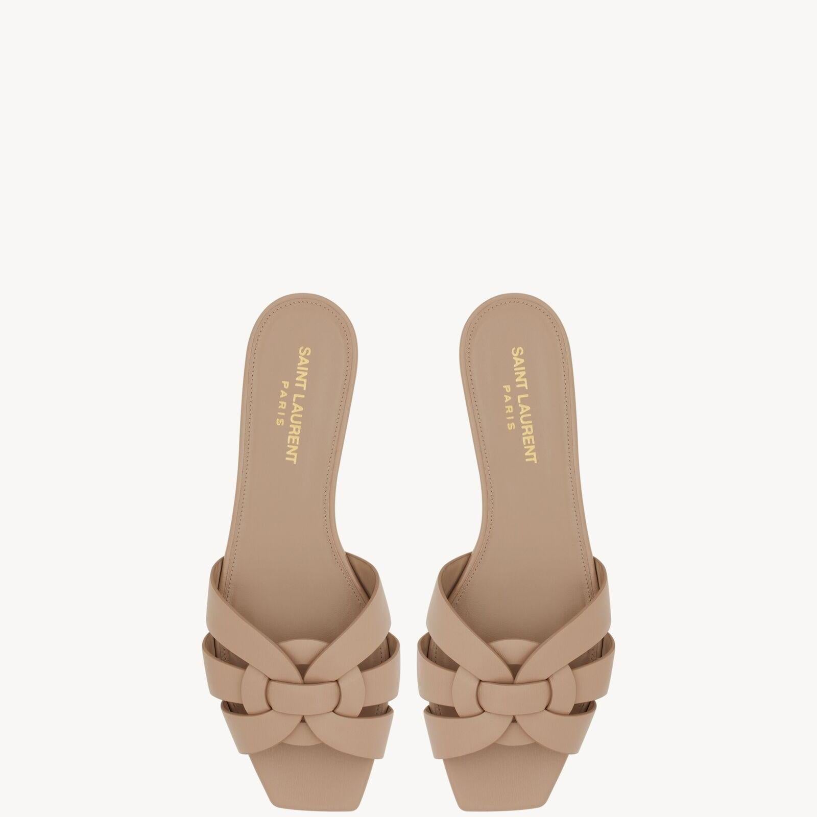 Women Sandal SAINT LAUREN Tribute Mules Beige
