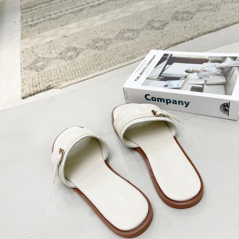 Women Slipper - LV LOCK IT White