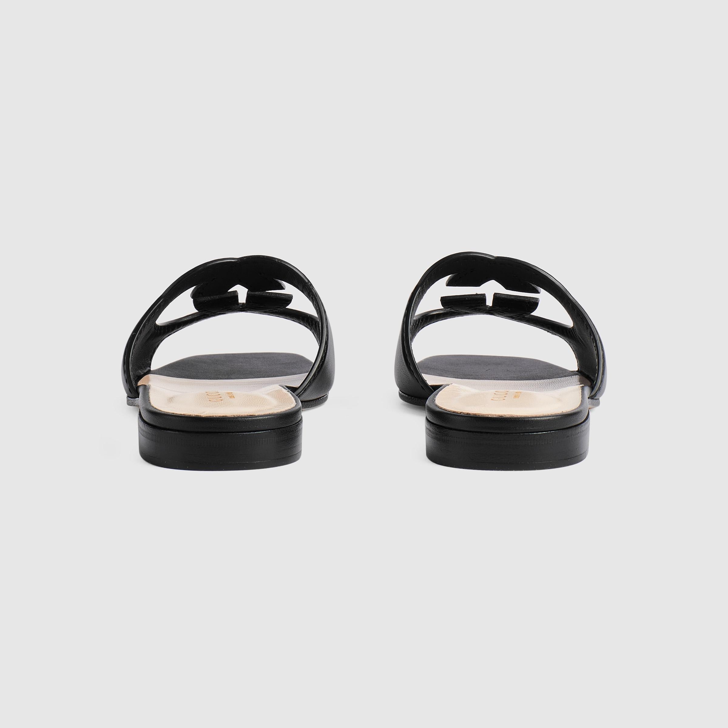 Women sandal with Interlocking G Black