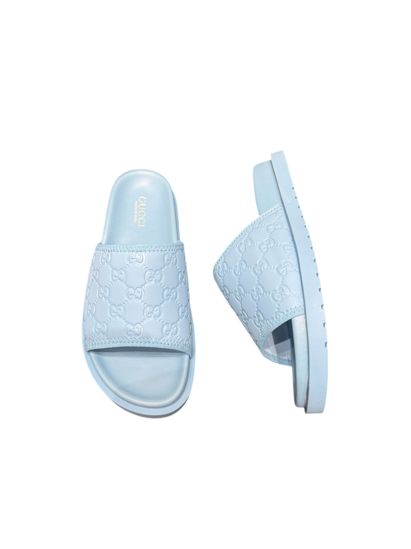 Men Sandal GUCCI Light Blue Slipper-SHOZLY