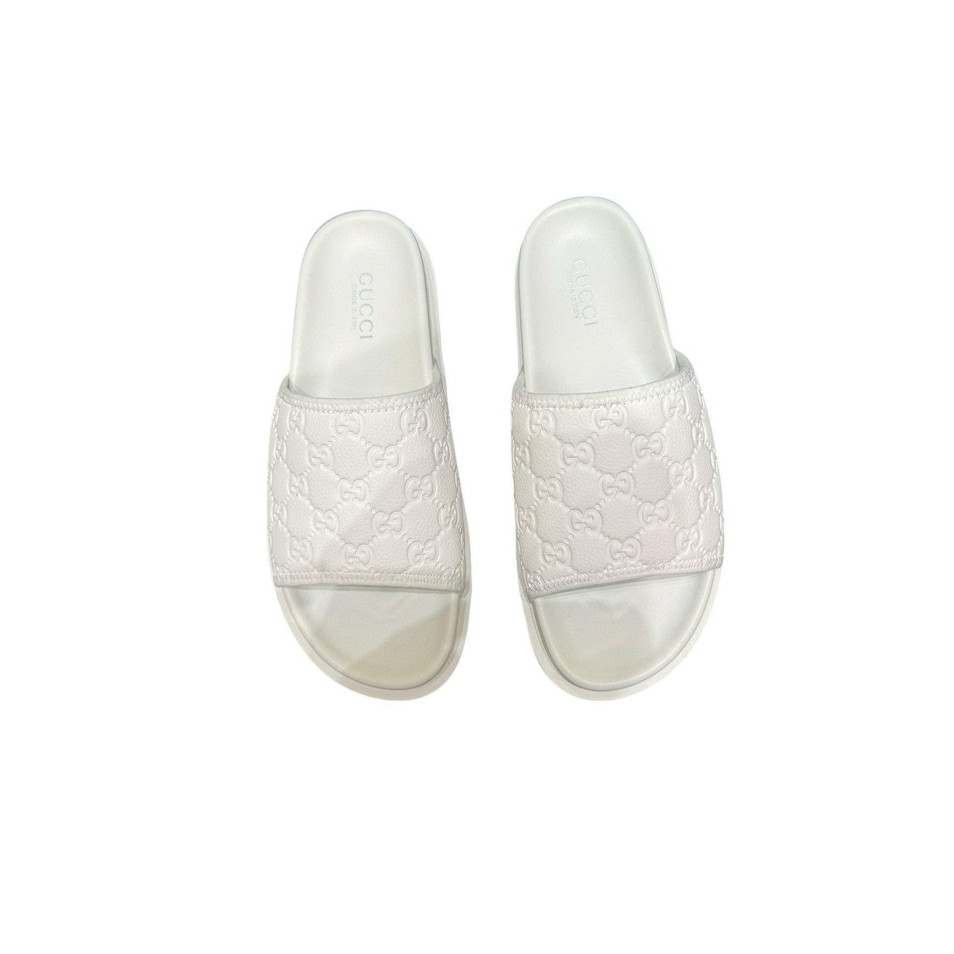 Men Sandal GUCCI White Slipper-SHOZLY