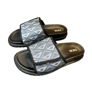 Men Sandal DIOR Black Gray Slipper-SHOZLY