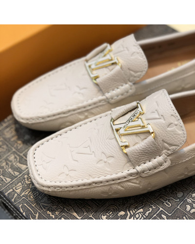 Formal Leather Shoes - LV Gold Medal White For Men