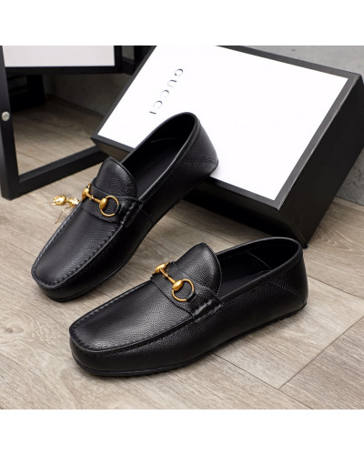 Formal Leather Shoes - Gucci Black and Gold Mid For Men