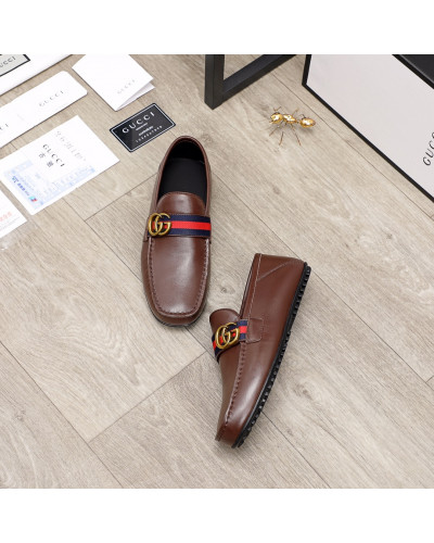 Formal Leather Shoes - Gucci Brown Red Lines For Men