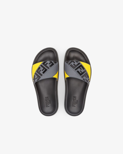 حذاء رجالي - Fendi Slides Black and Yellow