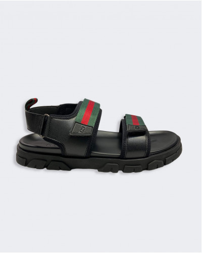 Men Sandal - Green and Red Round